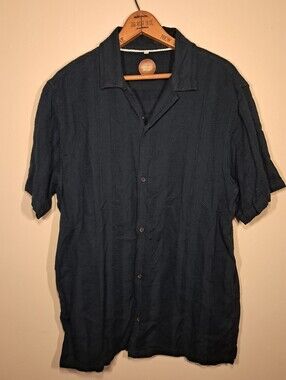 Men's Common People Navy Short-Sleeve Cotton Button-Up Casual Shirt